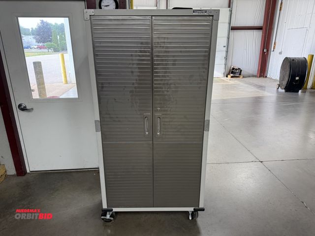 Lot 1-19461 - (1) Seville Classics 36" width x 72" height x 18" depth 2-door metal rolling cabinet with lock and k...