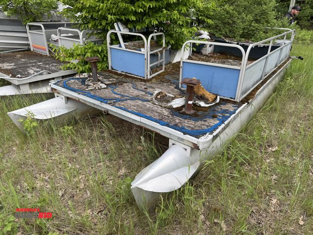 Lot 1-6620 - (1) Aqua Patio approx. 16' pontoon boat, severe weather damage, boat only, no trailer, no motor, VIN...