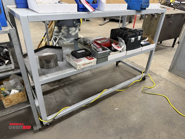 Lot 1-15352 - (1) heavy duty, 3-tier steel rolling rack, 60" length x 24" width x 38" height.