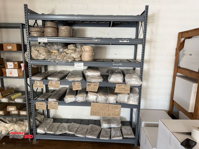 Lot 1-4757 - (1) metal Edsal stye shelving unit, 76" wide x 26" deep x 96" tall, with contents of large assortmen...