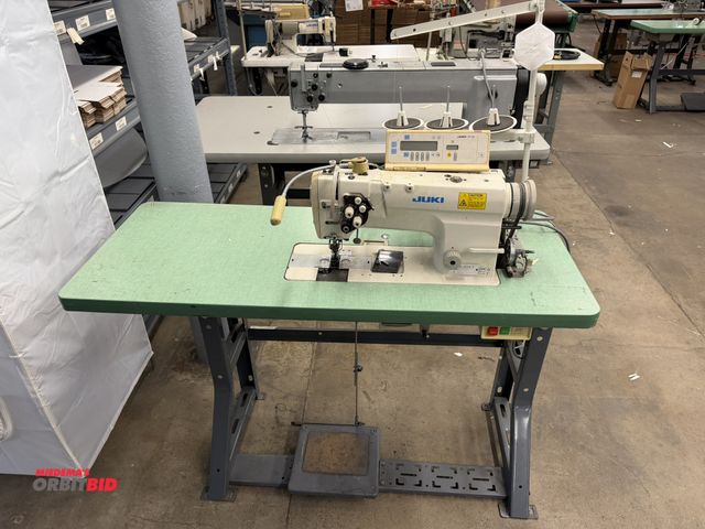 Lot 1-4723 - (1) Juki LH-3178-7 sewing machine with power table and spool arm, table is 48" x 20" x 29.5" tall, 3...