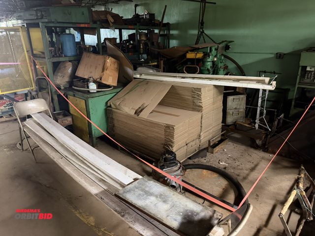 Lot 1-18500 - Lot of assorted items, includes (1) heavy duty shelving unit, approx. 9' long x 23" wide x 72" tall ...