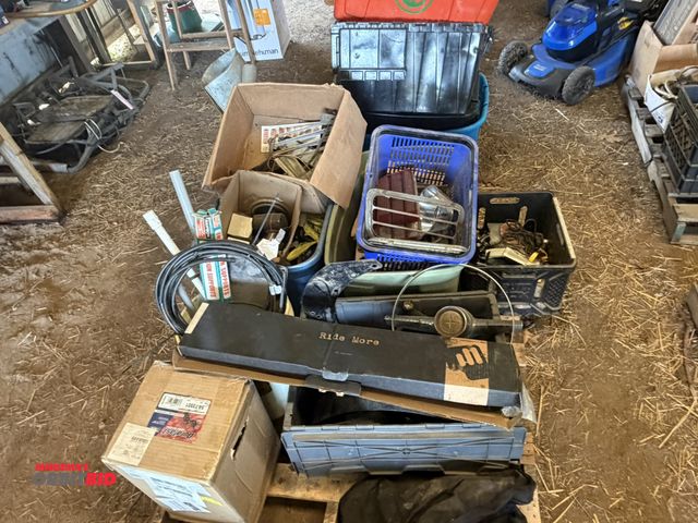 Lot 1-8497 - Large lot of assorted automotive items, includes steering wheels, tail lights, mirrors, brake booste...