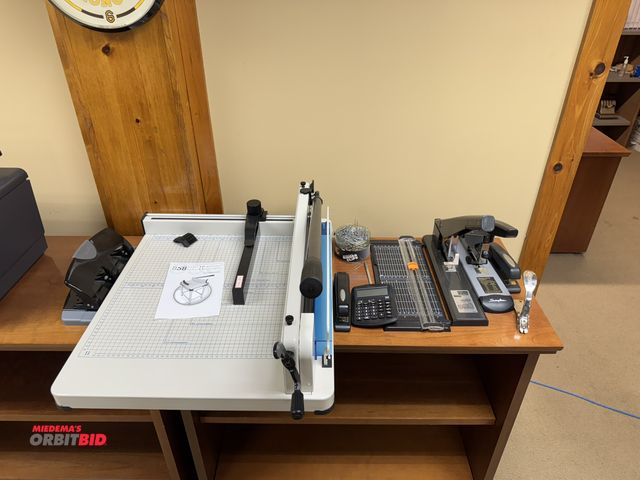 Lot 1-4608 - (1) Perfect 4A paper cutter, Bostitch heavy duty stapler, and more.
