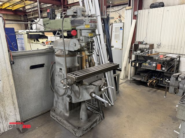 Lot 1-15260 - (1) 1964 Bridgeport vertical milling machine, 9" x 42" slotted table, 1 HP, 80-2720 RPM spindle spee...