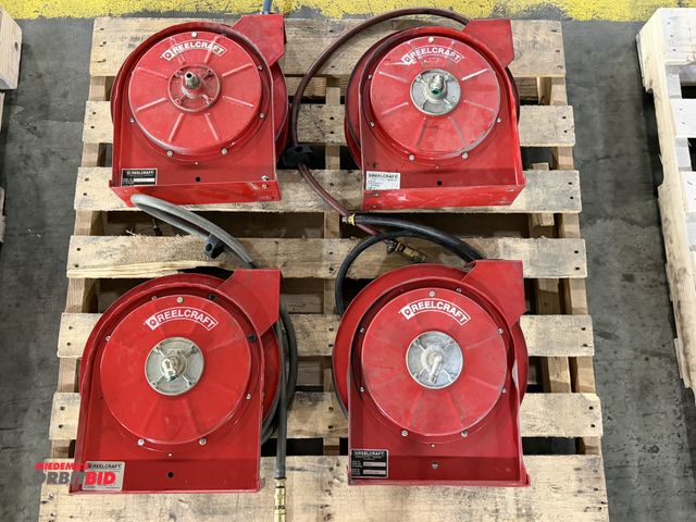 Lot 1-5273 - Lot of (4) Reelcraft air hose reels, includes 3 model 6Z160, and 1 model 5650-OLP.