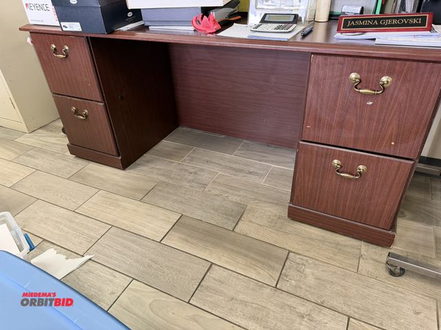 Lot 1-10337 - (1) wood office desk, 72" x 24" x 30" tall, does not include contents, desk only, winning bidder res...