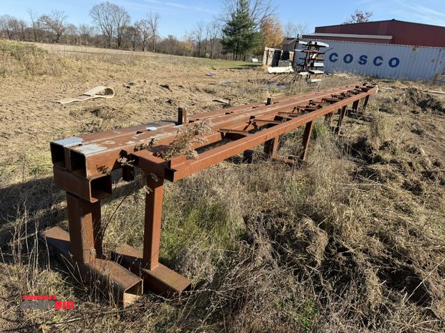 Lot 1-2955 - (2) heavy duty custom built steel stands, approx. 26', and approx. 29'.