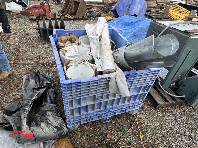 Lot 1-16019 - (1) 48" width x 33.5" height x 40" depth collapsible, resin gondola full of assorted trim coil and s...