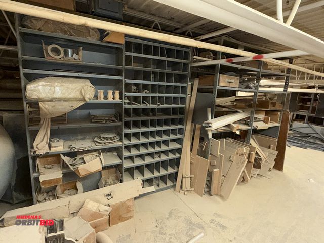 Lot 1-17053 - Lot of (2) metal shelving units, 74" x 12" deep x 87" tall, and 73.5" x 24" deep x 87" tall, with co...