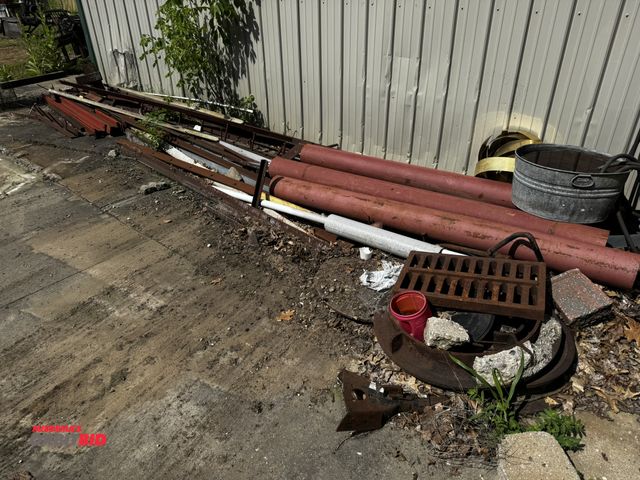 Lot 1-14264 - Large lot of assorted scrap metal, heavy duty right angles, 3" x 3" x 1/2", and more, winning bidder...