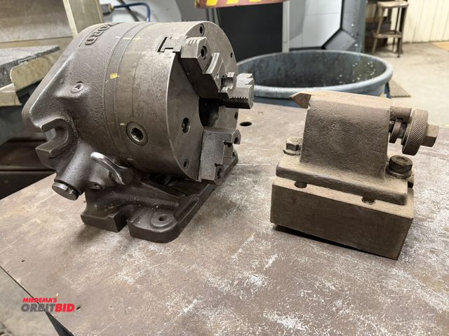 Lot 1-1906 - (1) Hartford "Super Spacer" 8" diameter, 3-jaw indexable chuck, and (1) lathe carriage stop.