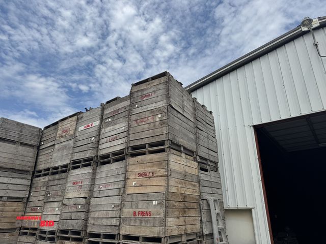 Lot 1-7045 - (96) Wooden apple crates, 40" x 47" x 32" tall, (18) bushel