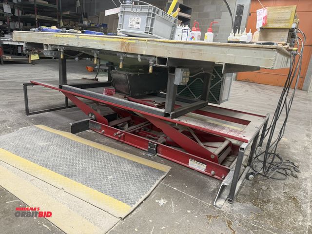 Lot 1-16460 - (1) Pittsburgh 1000 lb. manual (hand crank style) motorcycle lift, custom built with down draft tabl...