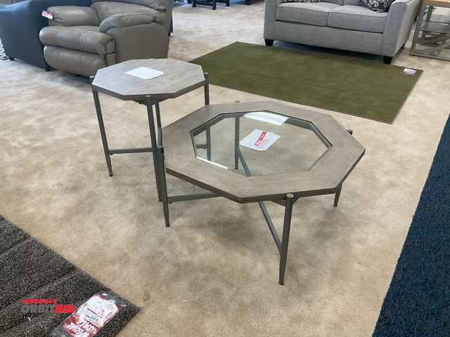 Lot 1-17172 - (2) Octagon end tables. One measures 34” by 34” by 18” tall and the other measures  22” by 22” by 24...