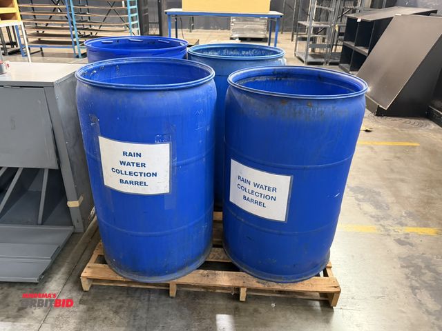 Lot 1-5519 - Lot of (4) approx. 55 gallon plastic drums.