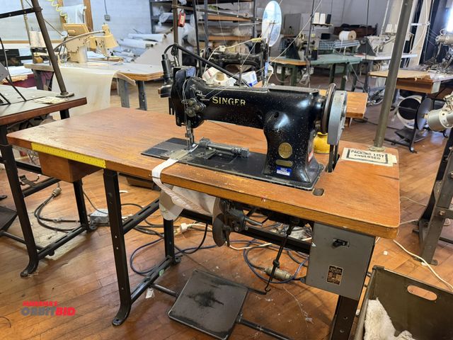 Lot 1-4675 - (1) Singer, model 112W115, commercial sewing machine mounted on Singer power table, 1/2 HP, 3 phase ...