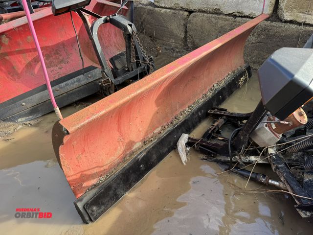 Lot 1-16012 - (1) make and model unknown, 8' long straight plow with frame and lights, for parts or repair only.