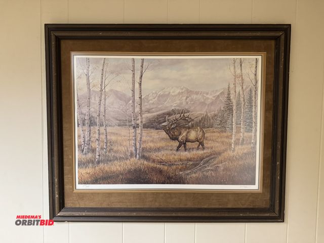 Lot 1-4596 - (1) framed print of an Elk by LM Nass, 30" x 24.5", #204/450.