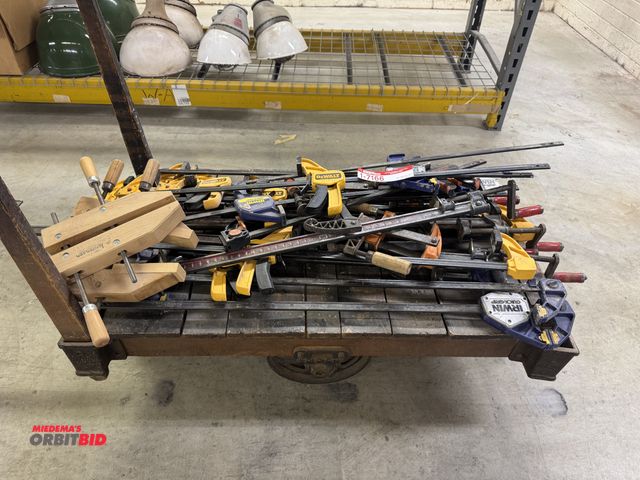 Lot 1-7166 - Lot Of Assorted Clamps, includes contents of cart