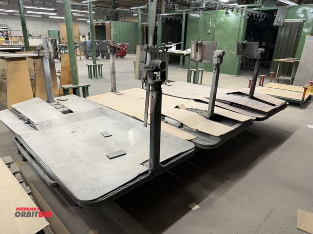 Lot 1-17662 - Lot of (3) Chain Line paint carts, approx. 8' x 48" wide, swiveling top, steel frame with hangers, w...