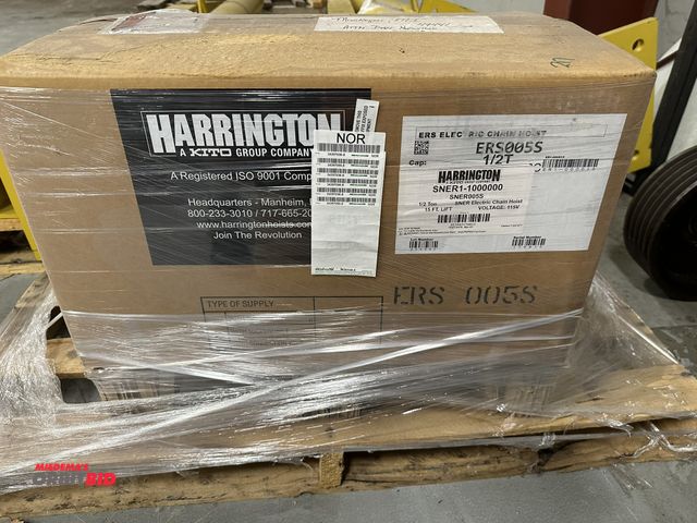 Lot 1-19151 - (1) Harrington, model SNER005S, 1/2-ton capacity electric chain hoist, 230V, single phase, with 20' ...