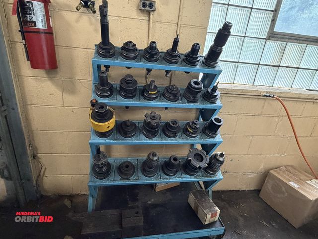 Lot 1-12350 - (1) 31" width x 51" height x 24" depth tooling cart with 8" diameter wheels, includes contents of (2...