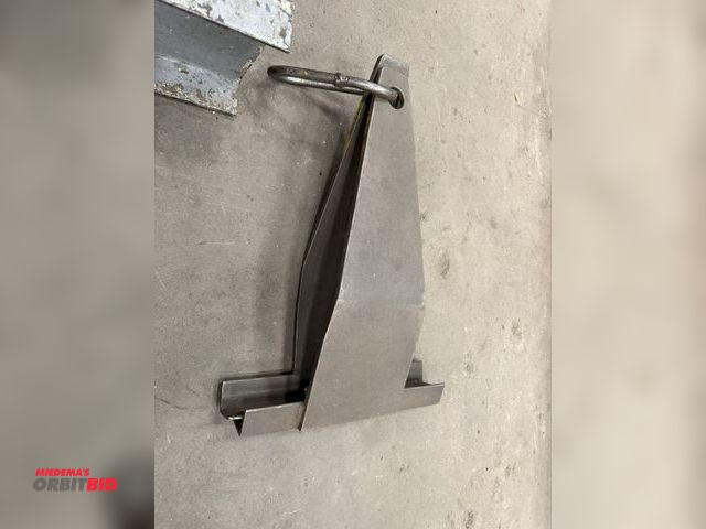 Lot 1-15228 - (1) custom made lifting device, approx. 24" tall  with 1.5" wide angle iron catches with lifting rin...