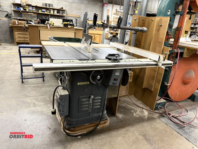 Lot 1-16619 - (1) Delta, Catalog #341-450, 10" table saw, 3 HP, 3 phase electric motor, 37" table, overhead guard,...