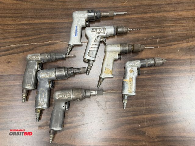 Lot 1-16869 - Lot of (7) assorted pneumatic ARO drills.