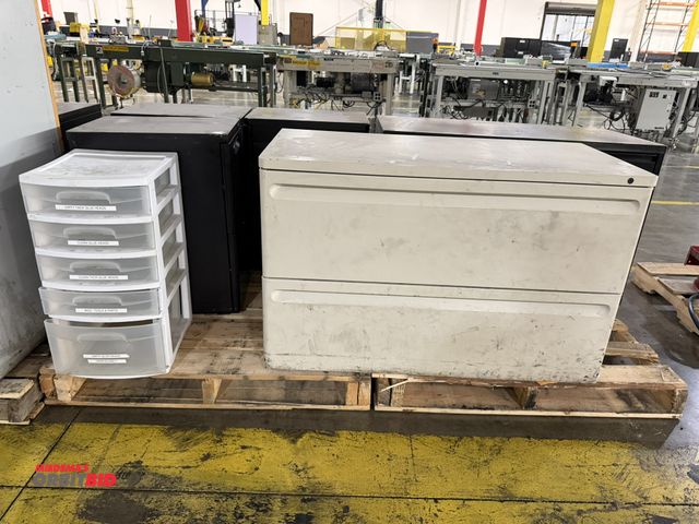 Lot 1-5278 - Lot including (1) 42" width x 26.5" height x 20" depth 2-drawer, steel lateral file cabinet, (1) 41....