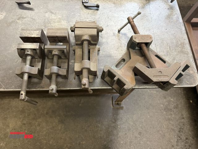 Lot 1-6440 - Lot of (3) 2.5" screw-type vises, and (1) corner screw-type vise.