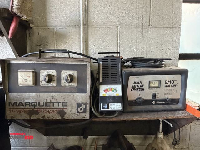 Lot 1-18548 - (1) Schumacher multi battery charger, model SE-1072, (1) Chicago Electric battery tester, and (1) Ma...