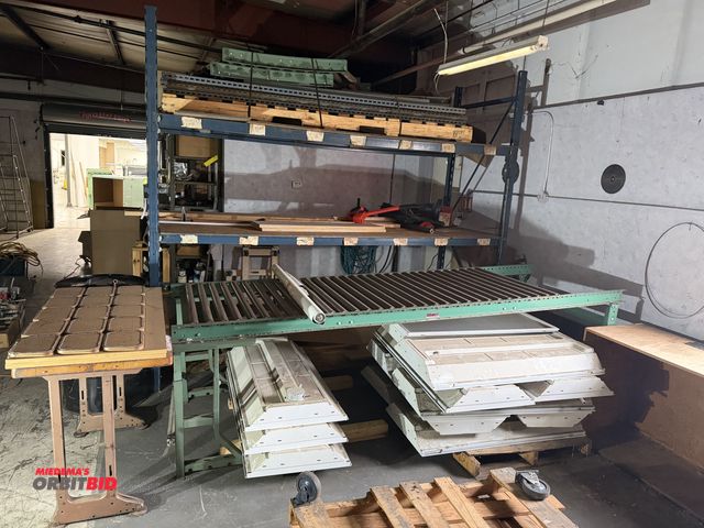 Lot 1-4962 - lot including plate racking with (2) 42” depth x 9’ height uprights, 10’ cross members ad OSB deckin...