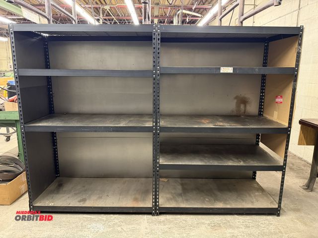 Lot 1-1853 - Lot of (2) 48" width x 70" height x 24" depth rivet lock shelving units with 5 adjustable height wir...