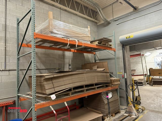 Lot 1-16661 - (1) section of Teardrop style pallet racking, includes (2) 48" x 142" tall uprights, (4) 12' cross b...