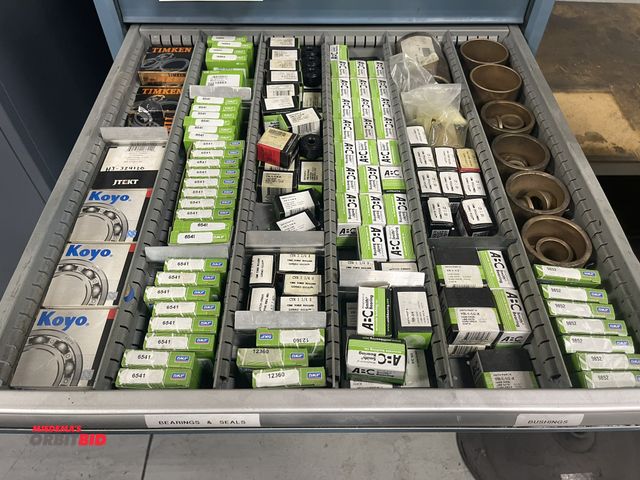 Lot 1-19269 - Contents of drawer #4, includes large lot of assorted bushings, bearings, and seals, various brands ...