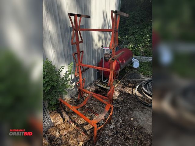 Lot 1-14262 - (1) steel rack, approx. 70" x 26" tall, and (1) 55 gallon drum cart.