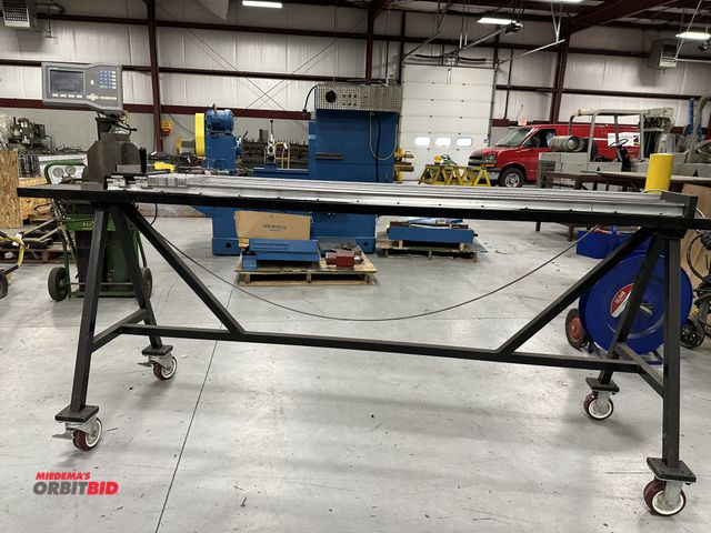 Lot 1-19172 - (1) custom built, caliper type measuring device, approx. 6' 5" capacity specialty tool on 40" tall s...