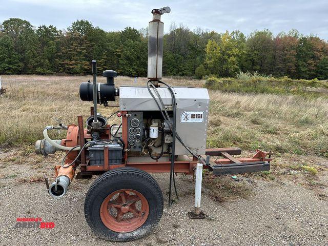 Lot 1-14721 - (1) BEI pump trailer with a diesel engine (approx. 6" pipe), model B3JOBM, pump unit, crank style la...