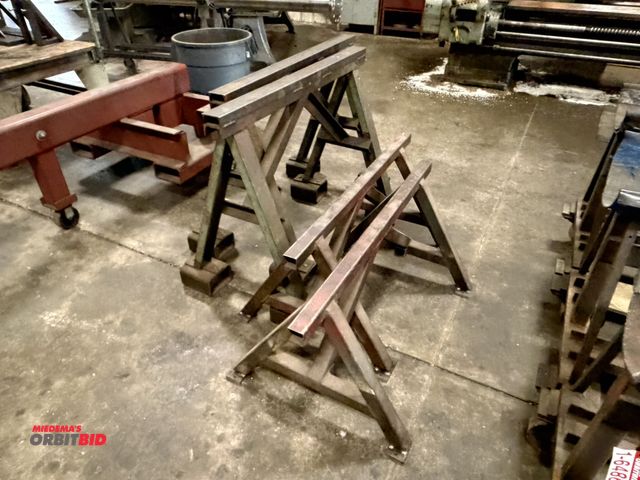 Lot 1-6487 - (2) sets of saw horses, 45" x 20.5" tall, and 45" x approx. 34.5" tall.