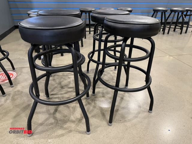 Lot 1-11161 - (4) 29" tall metal framed swivel top bar stools with vinyl padded seats