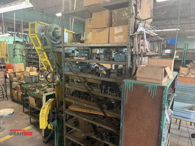 Lot 1-18714 - (1) 36" width x 87" height x 24" depth steel shelving unit, with of assorted Unipunch C-type punch t...