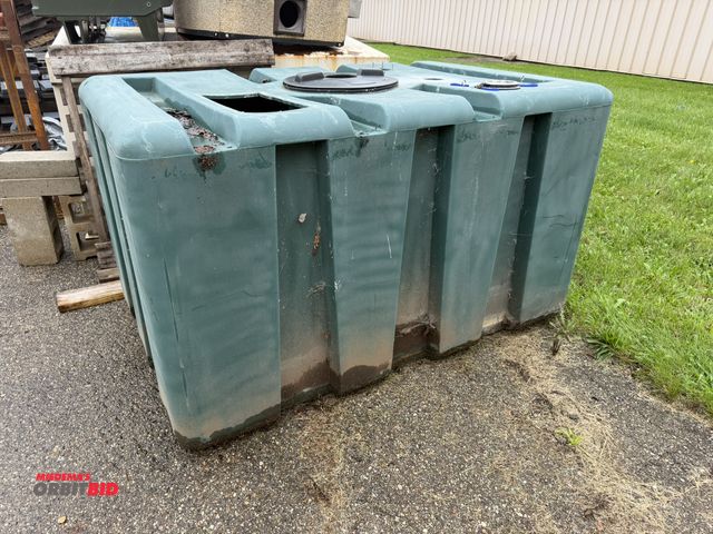 Lot 1-18779 - (1) 500 gallon capacity poly water container (unit has been modified with cut outs on the tops and s...