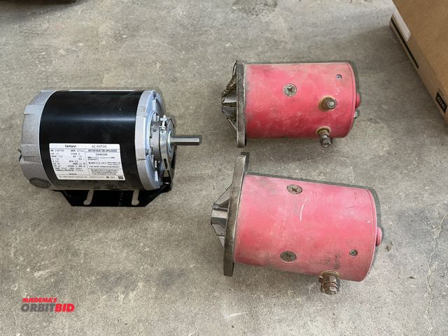 Lot 1-14138 - Large lot of assorted items, includes various drive belts, (1) Century, model GF2034, 1/3 HP electri...