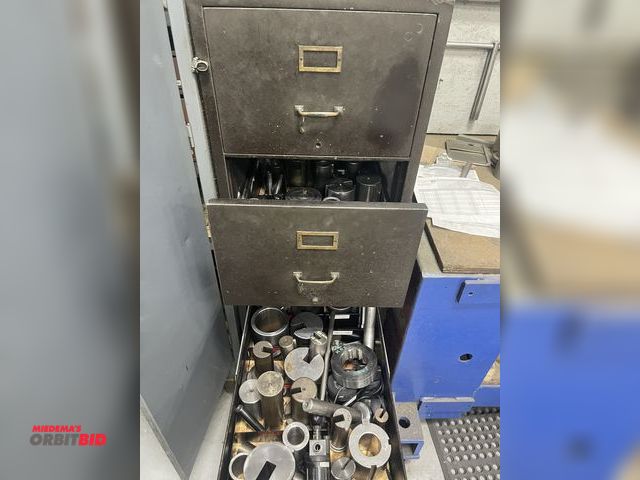Lot 1-19280 - (1) heavy duty Shaw Walker 4-drawer file cabinet filled with assorted files, taps, dies, flaps, whee...