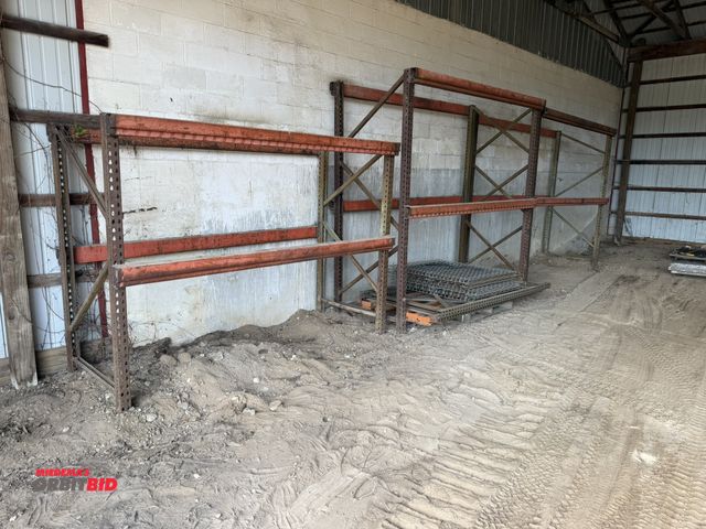 Lot 1-18301 - (3) sections of Tear Drop style pallet racking, includes (4) 42" deep x 105" tall uprights, (18) app...