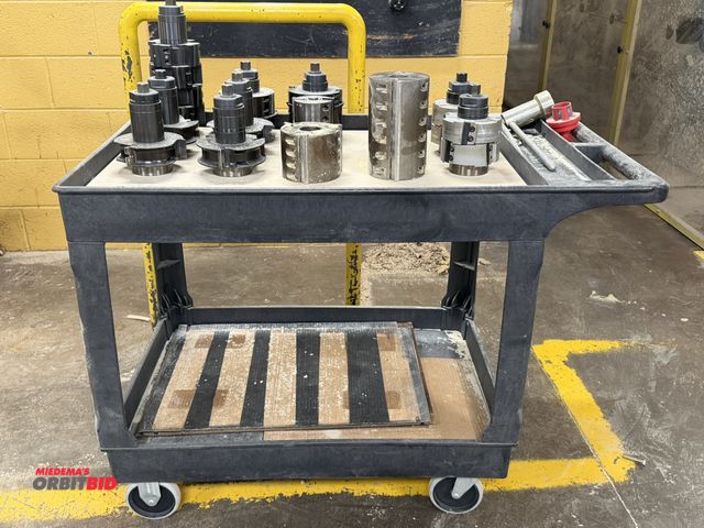 Lot 1-16888 - (1) Uline service cart with assorted shaper heads and side and face cutter, various sizes and degree...