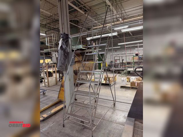 Lot 1-17317 - (1) Ballymore 9-step warehouse safety ladder, steps are 24" wide.