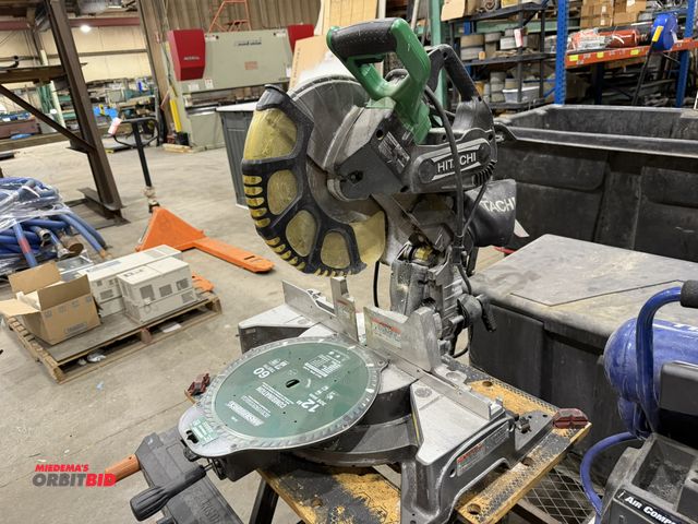 Lot 1-18723 - (1) Hitachi, model C12FDH, 12" compound miter saw (4000 RPM min.), with an additional Master Force 1...